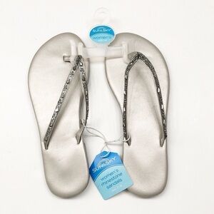 NEW Sun & Sky women's silver rhinestone sandals
